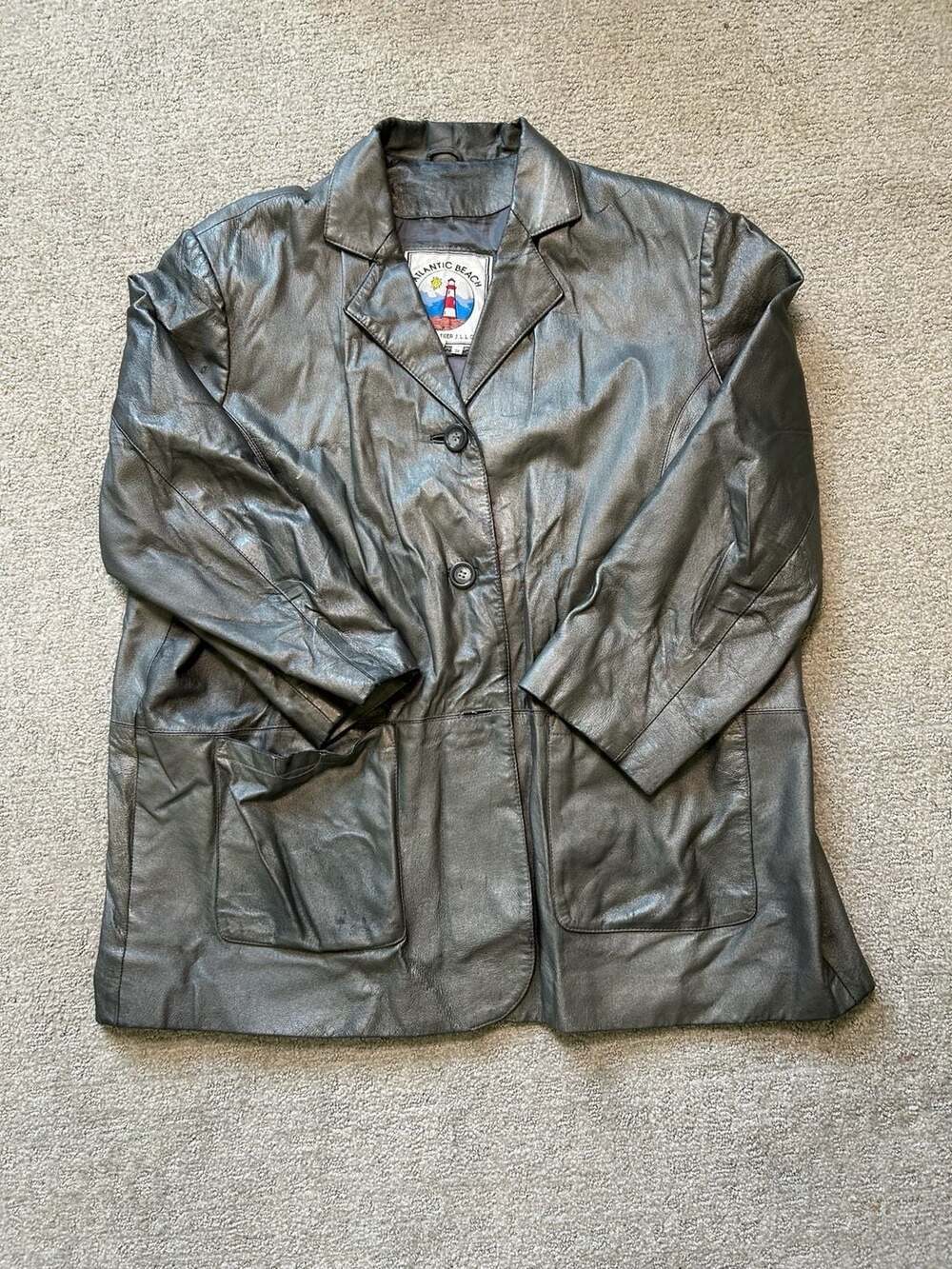 Atlantic Beach Vintage Genuine Leather Women's Blazer Jacket